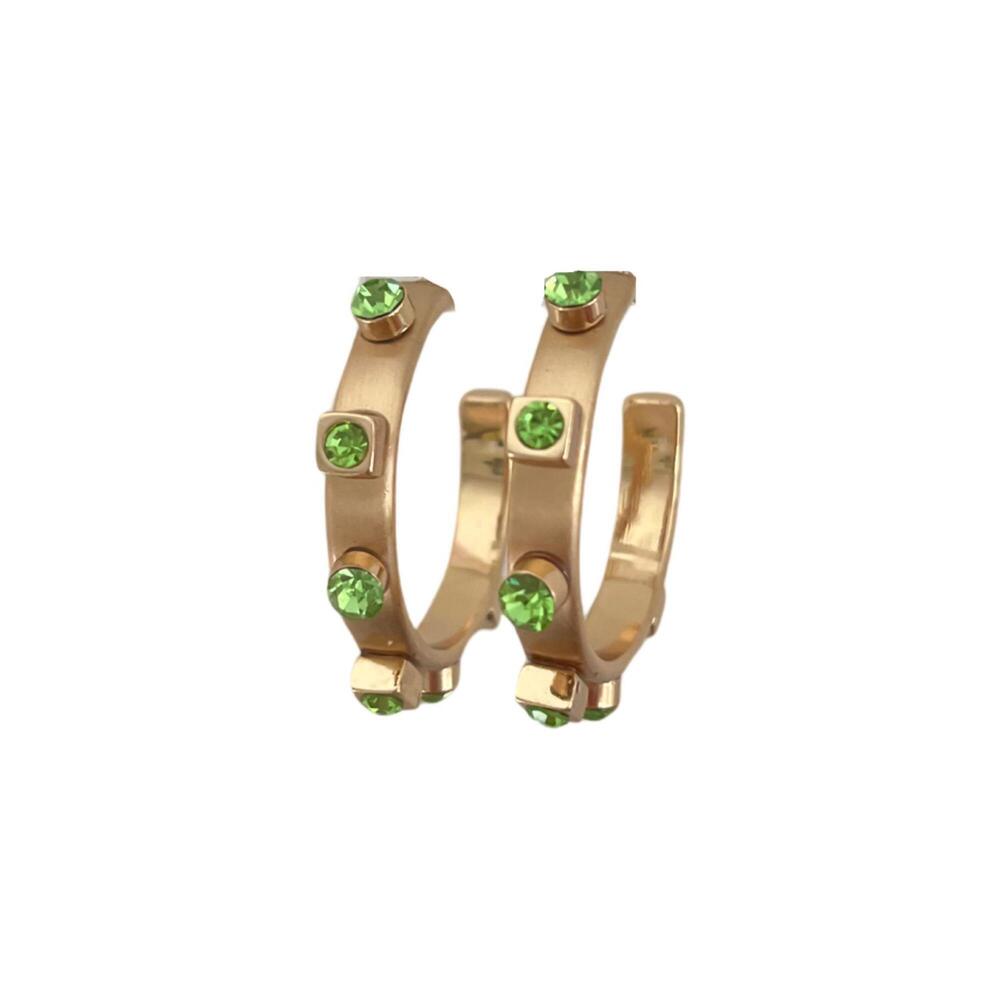 NEW SMITH & CO metal hoop earrings in gold/ green